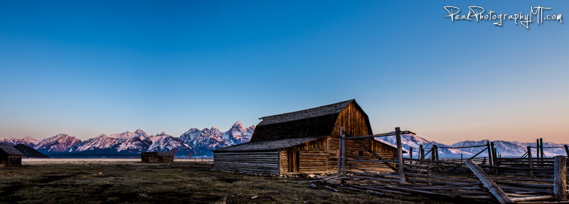 A Panorama of the Early Light hitting the Tetons